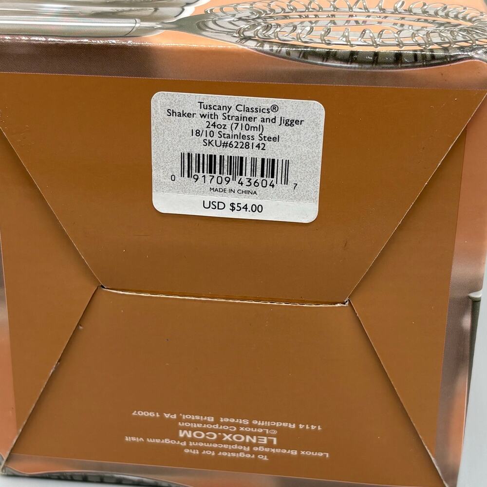 Lenox Tuscany Classics Collection Stainless Steel Cocktail Shaker Set New - Picture 8 of 15